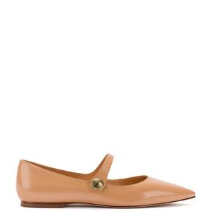 Larroude Caroline tan leather pointed toe flats - size 11